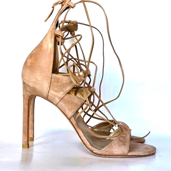 Stuart Weitzman Shoes - Stuart Weitzman Legwrap Strappy Blush/Nude Heels size 9.5